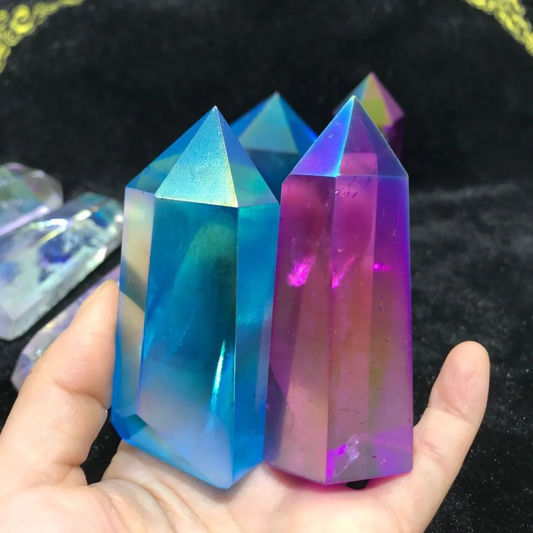 Хит продаж природный хрустальный камень Angel Aura кварцевый кристалл точечные титановые восстанавливающие башни