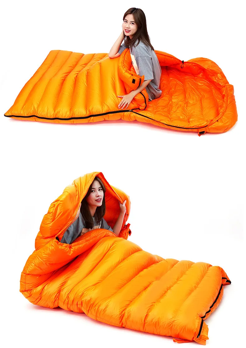 White Goose Down Filling Sleeping Bag For Camping, Comfortable 4 Season Down Fiber Sleeping Bag for Outdoor