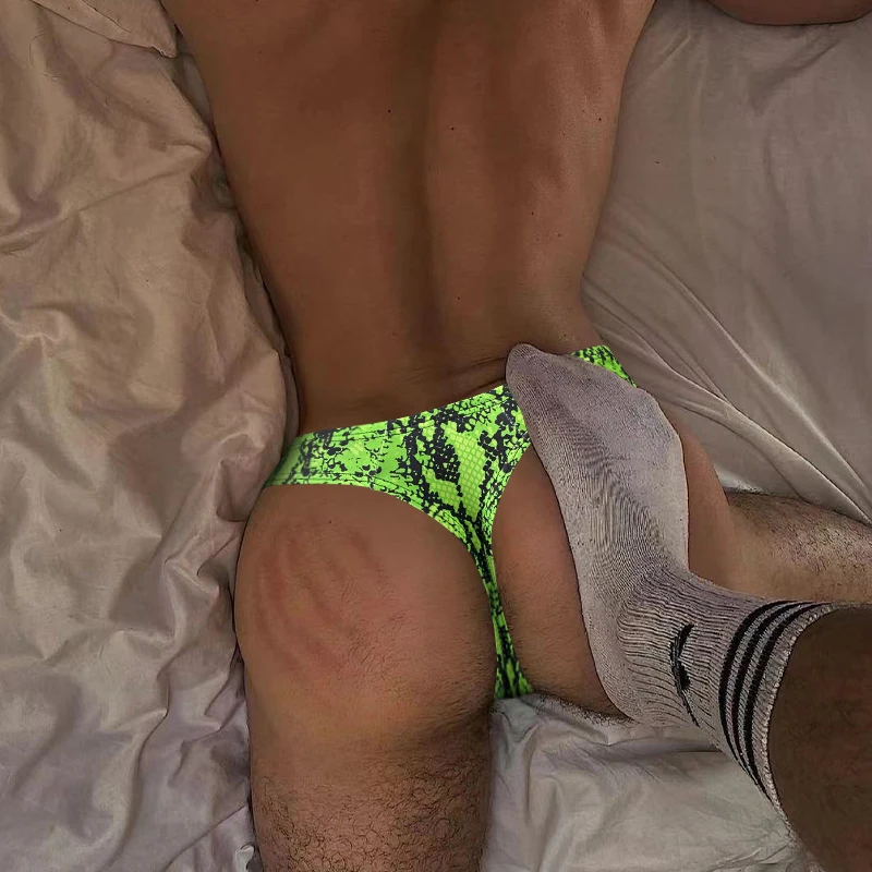 Print Mini Men Swim Briefs Sexy Thong Seamless Underwear Mesh Underwear Bikini Wholesale micro bikini swimwear men for man