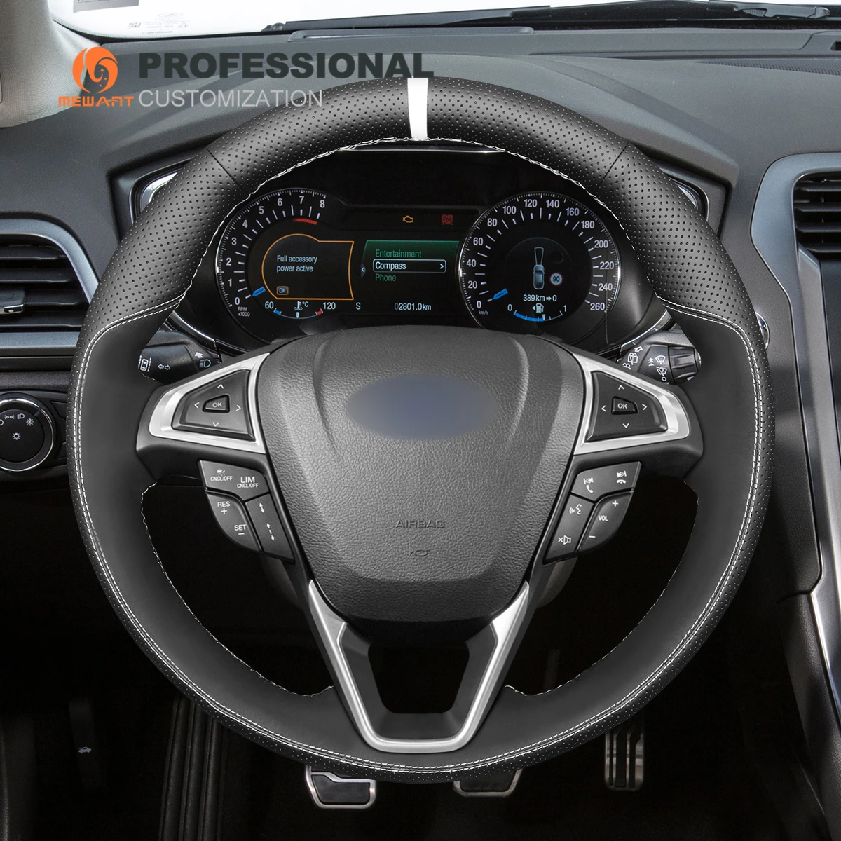 DIY Car Custom Steering Wheel Cover For Ford Focus/Fiesta/ Puma ST ST-LINE/Escape/Transit/F-150/Mustang/Taurus/Edge/Mondeo/C-Max