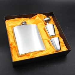 Стеклянная бутылка для виски с гравировкой, 6 унций, 7 унций, 10 унций, вакуумная фляжка из нержавеющей стали для виски, подарочный набор