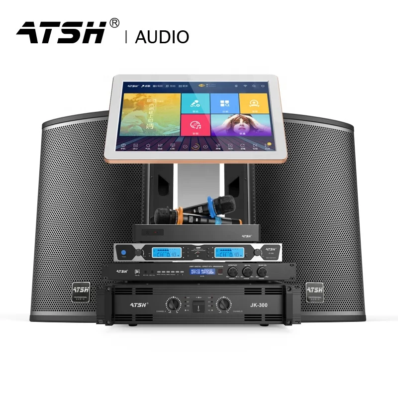 ATSH OK-9 Chinese factory wholesale ktv audio set mobile phone and voice on-demand 10 inch  karaoke system speaker