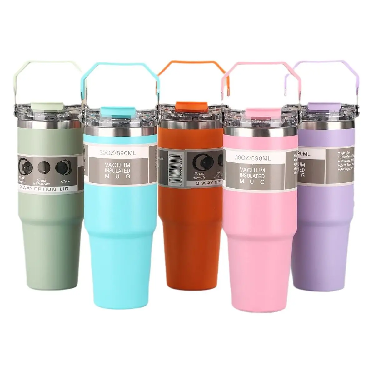 Custom Logo 30oz Powder Coated Double Wall Vacuum 304 Stainless Steel Coffee Mug Cup Travel Tumbler with Lid