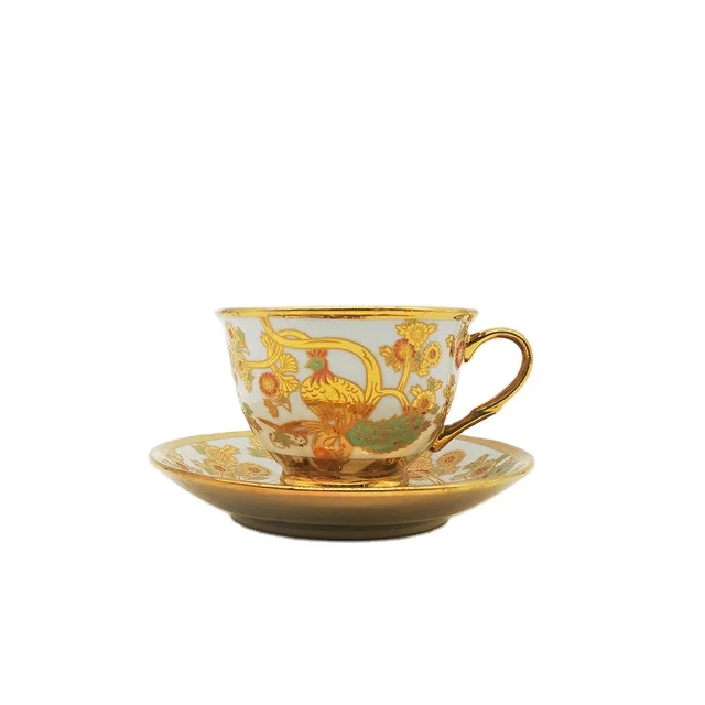 
160cc golden cups and saucers set ceramic tea set 