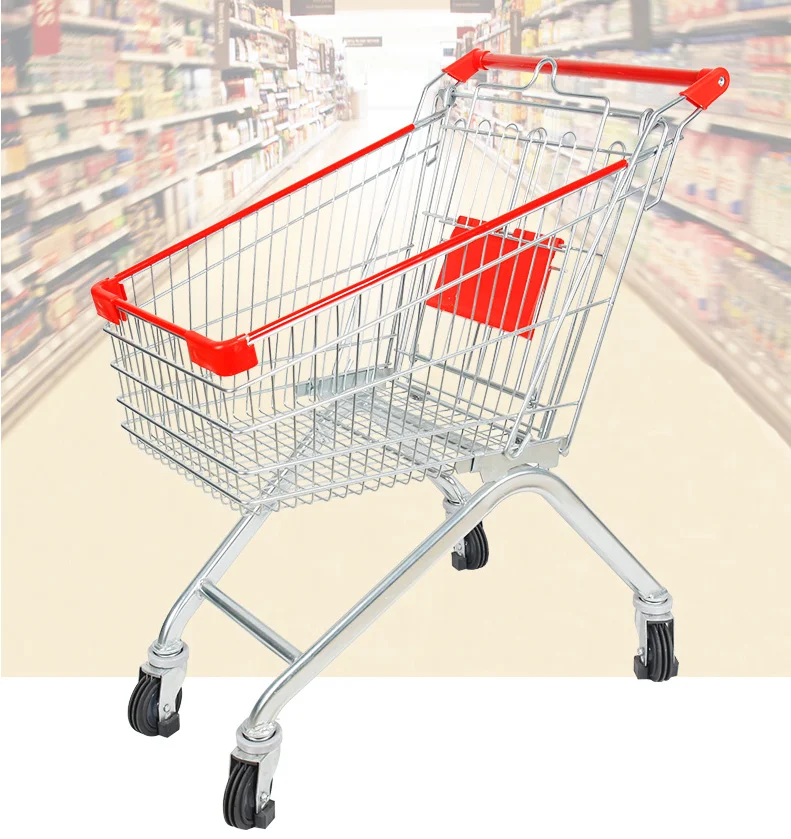 
Manufacturer hot sale European style rolling metal shopping trolley cart for supermarket 
