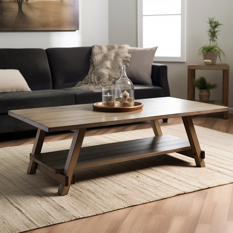 Mrs Woods Living Room Table Coffee Top Grade 100% Oak/Teak Wooden Material Round Coffee Table