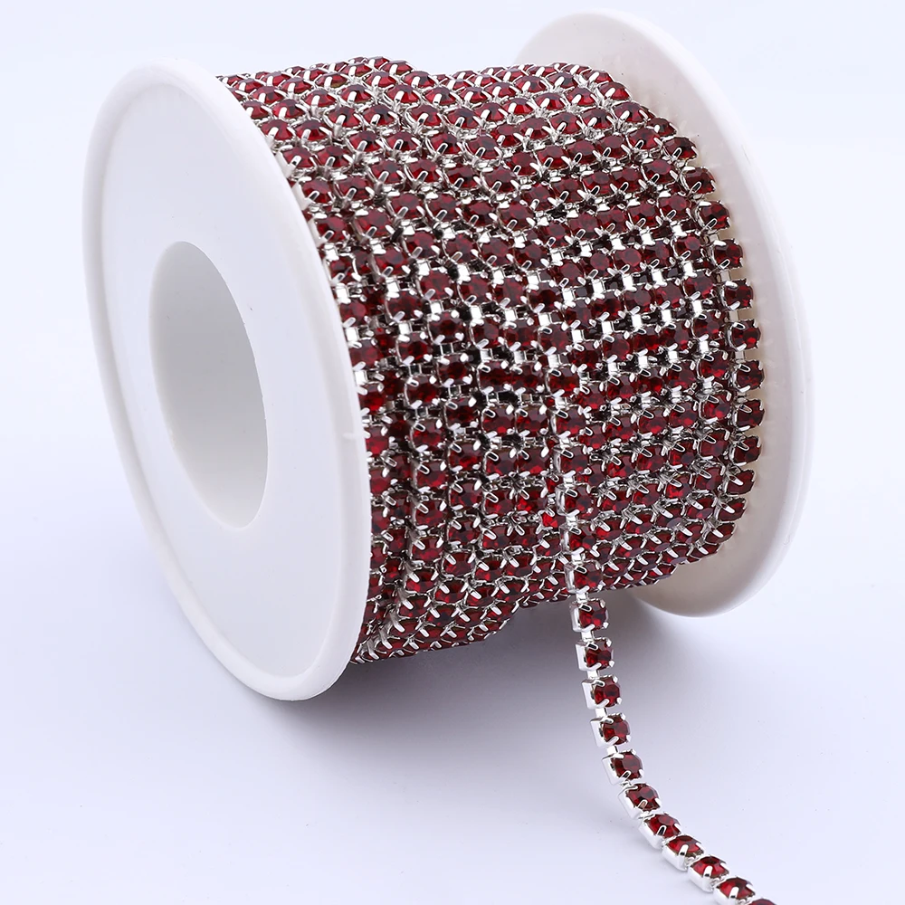 QIYI High Quality Wholesale Luxury Custom Multi Colors Ready to Ship Fashion Single Row Rhinestone Chain For Decoration Garments