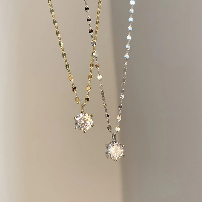 Japan and South Korea new 925 sterling silver necklace fashion diamond necklace women