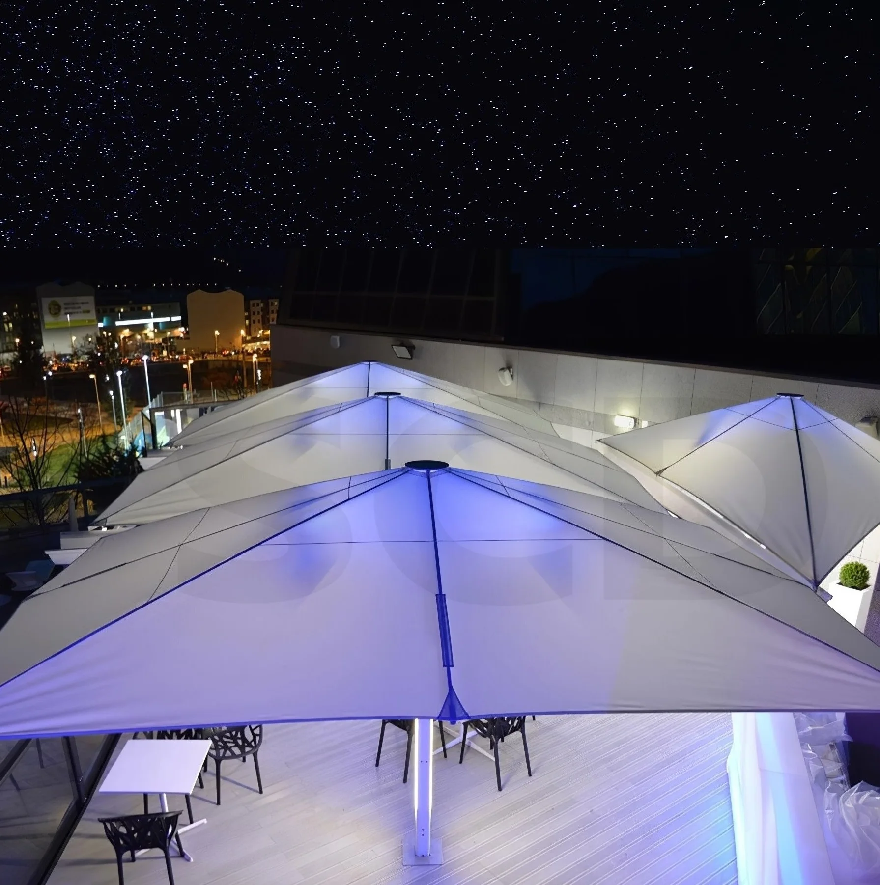 New Square Beach Umbrella 3M 4M 5M 6M Aluminum Patio Led Umbrellas For Terrace