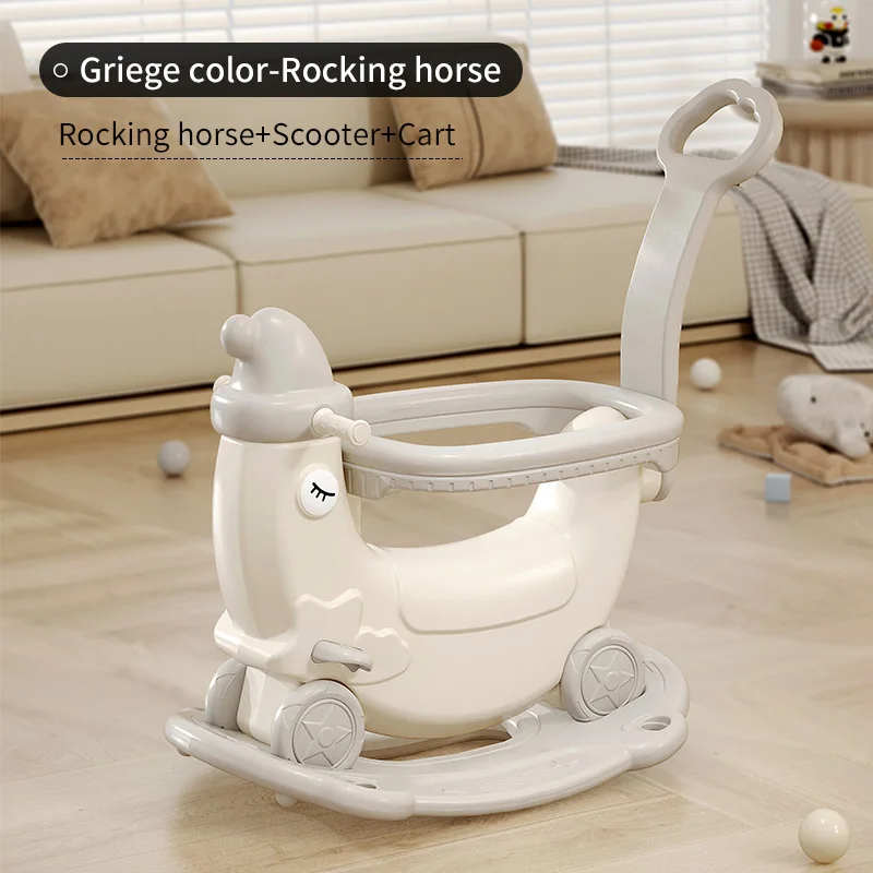 3 in 1 Multi functional HDPE plastic material children ride on animal toy trampoline rocking horse with spring for kids