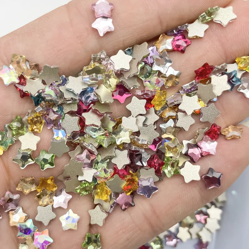Shuaizhi Factory Star Colorful Flat Back Rhinestones Loose Non Hot Fix Crystal Glass Glue On Nails Rhinestone