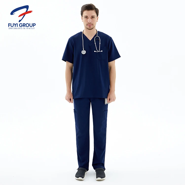 Hospital uniform medical dental workwear female stretch scrubs top printed solid nursing scrubs