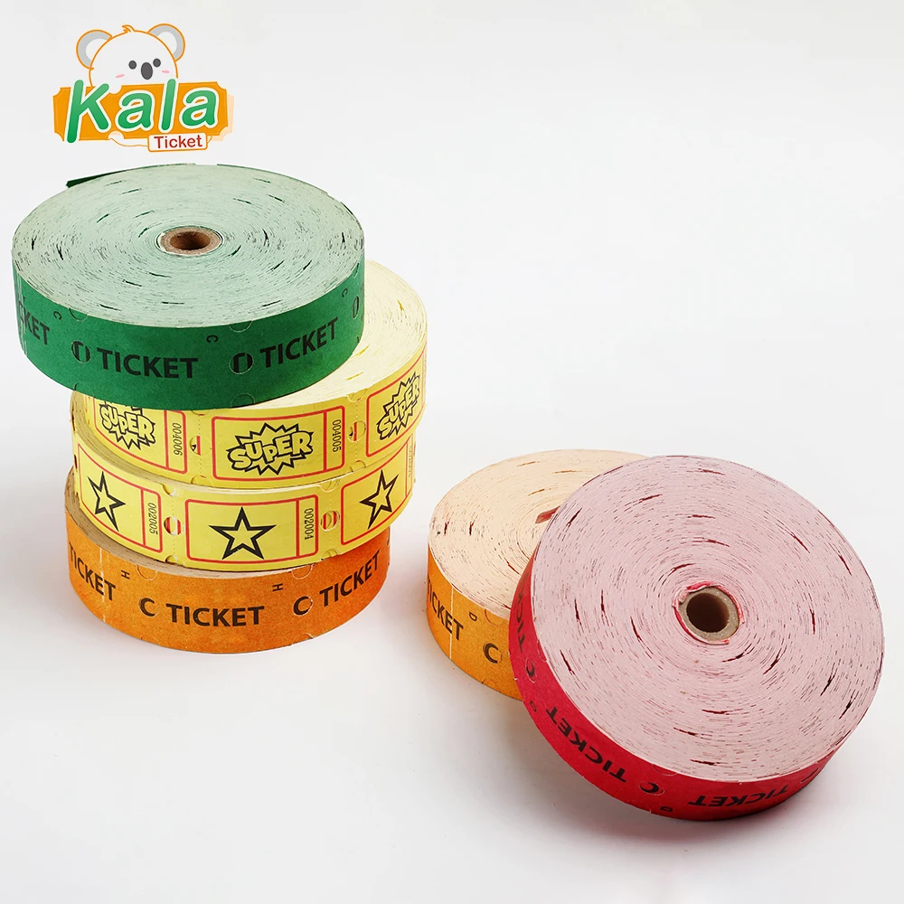 Custom Colour Ticket Roll Admission Ticket Printing Colorful Event Raffle Tickets Double Roll For Fair Carnival Games