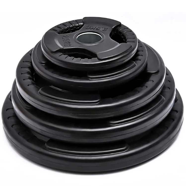 Rubber Coated Cast Iron Set Weight Plates with Grip Handles Bumper Plate