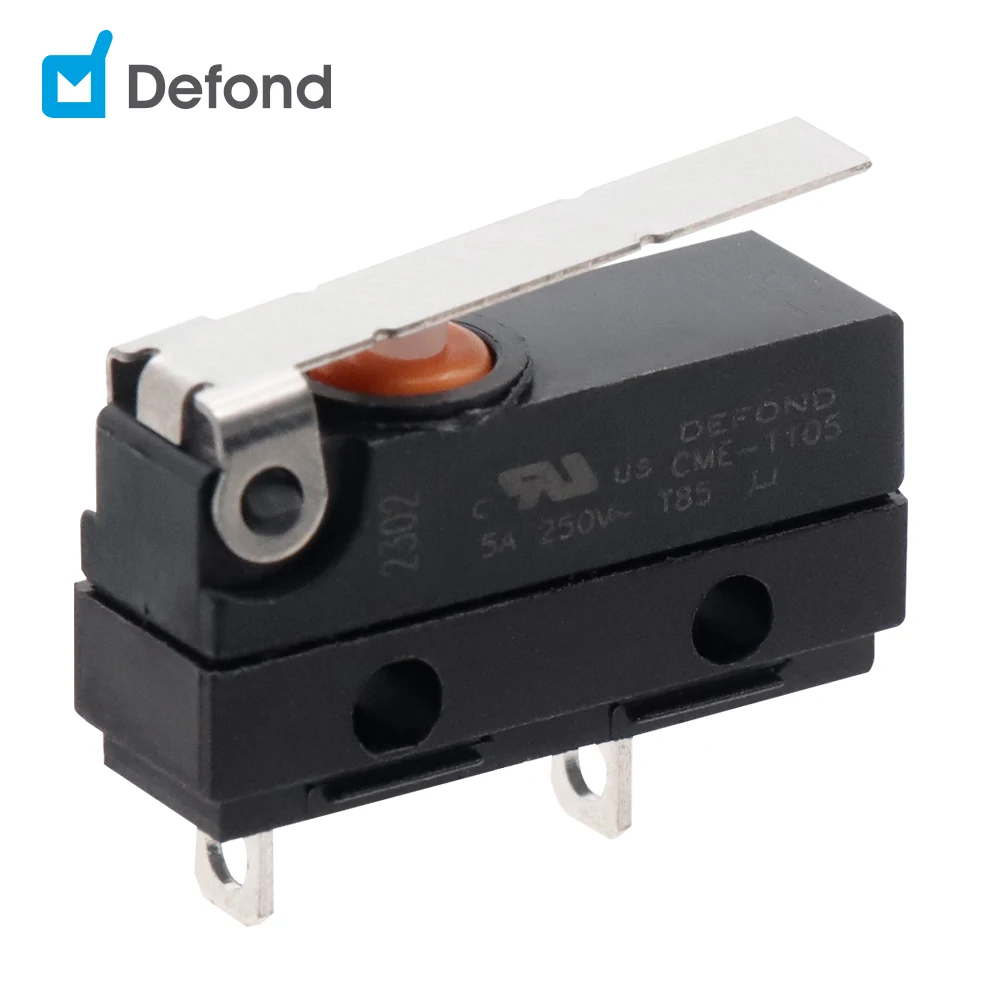 Defond manufacturer micro lever switches 2pin 5A 250V T85 CME-1105-B-FAS31-03R blade micro switches ul