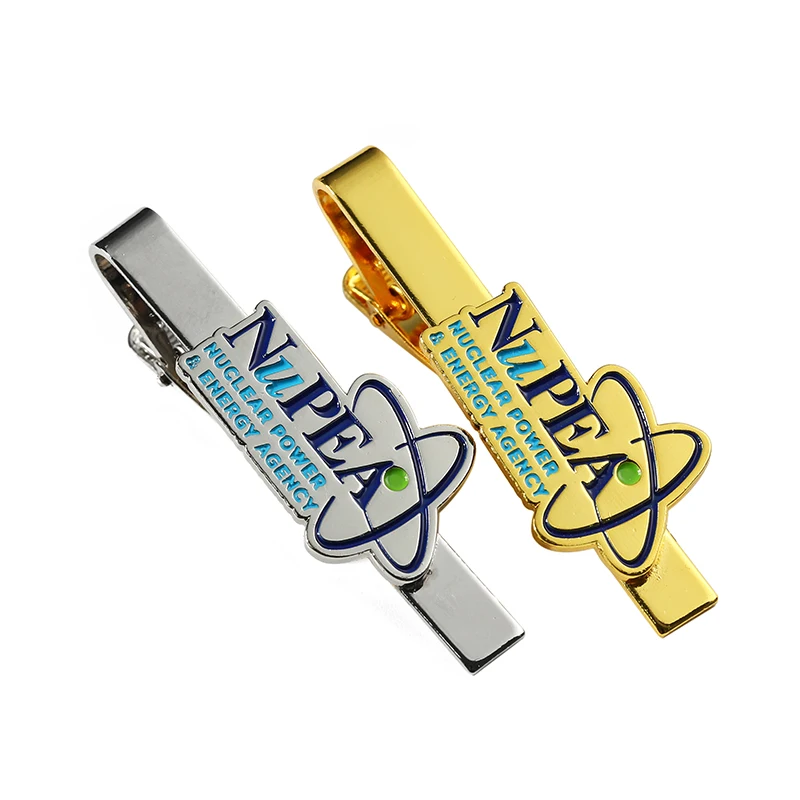 Factory Custom Made Tie Clip Soft Enamel Pin Gold Silver Business Tie Clips Men Casual Shirt Metal Tie Clips Pins