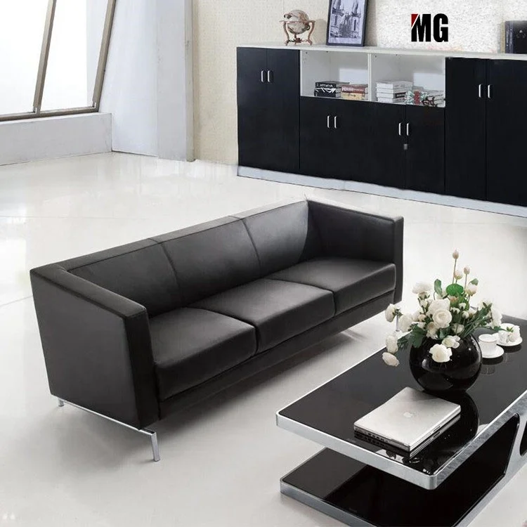 New arrival black PU leather sofa bed couches modern black leather sofa set