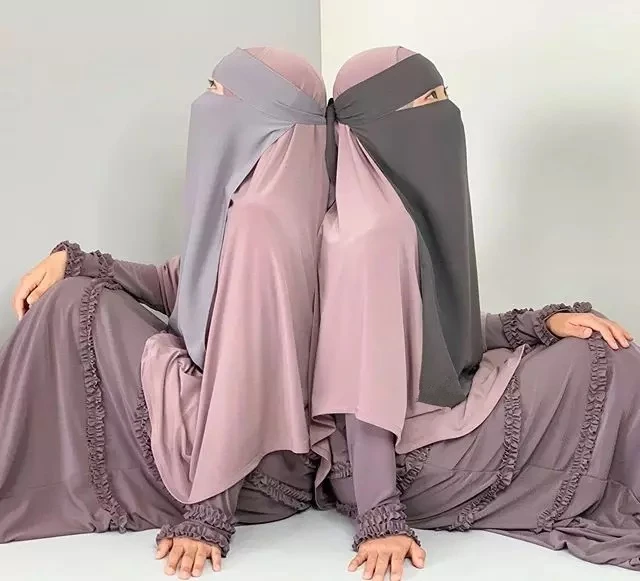 RTS 2022 Niqab Face Cover Burqa in islam Long Jilbab Hijab Traditional Muslim Clothing Khimar 15 Colors for Muslim Women