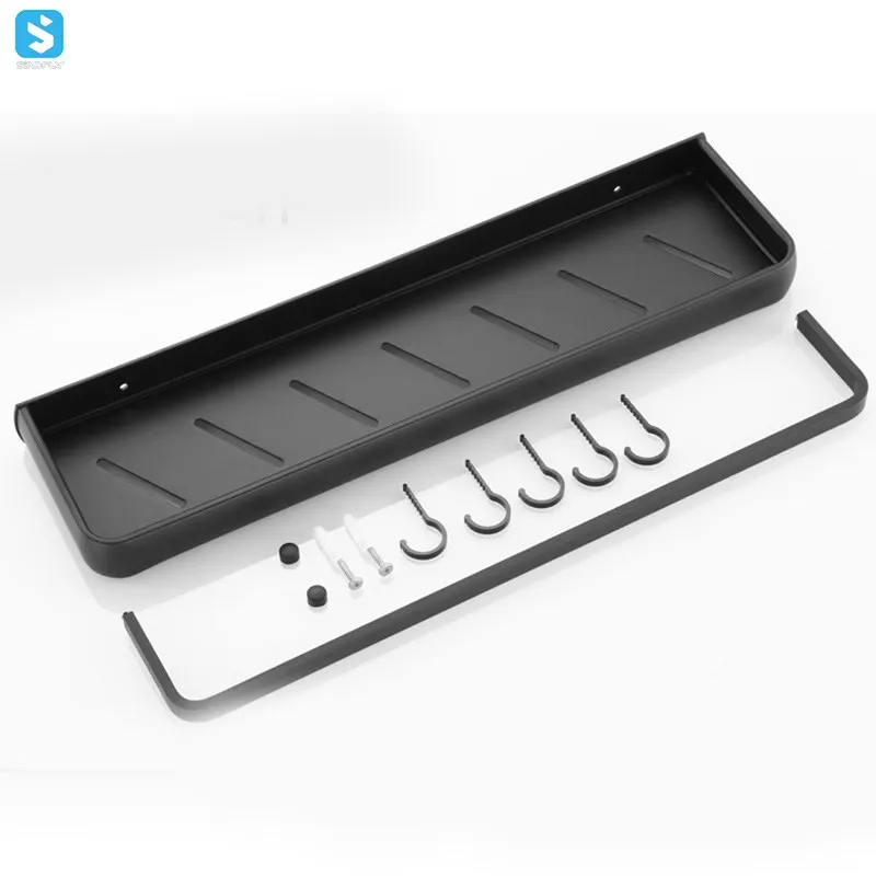 Spacer aluminum Matte Black Bathroom Shelf Storage Rack Holder Wall Mounted Shampoo Spices Shower Organizer Bathroom Accessories