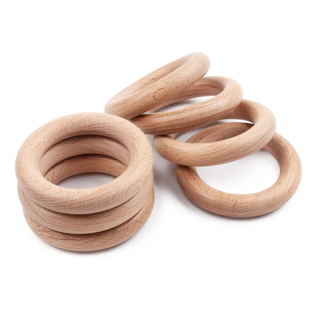 25/30/40/50/55/70mm beech Blank Rodent DIY Baby Nursing Food Grade Wood Teether wooden baby teething ring