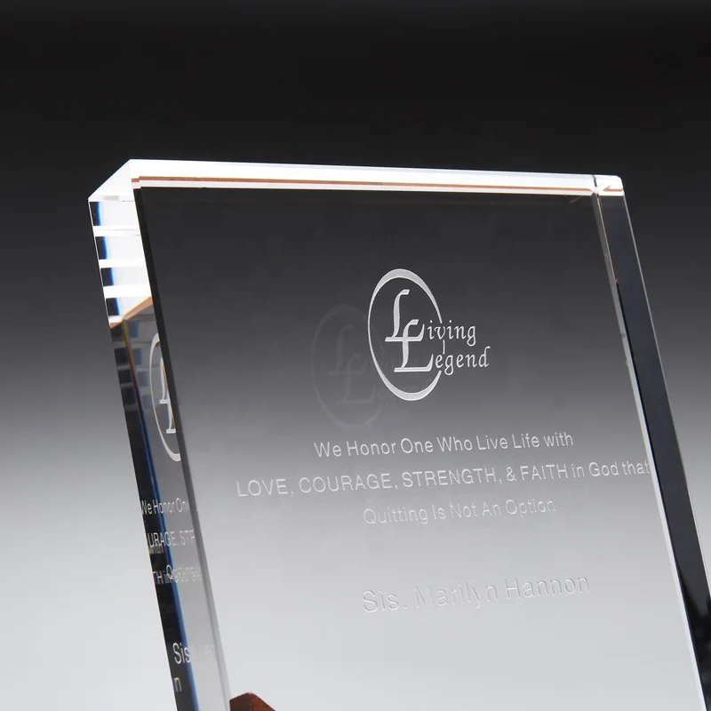 Wholesale Factory Souvenur Gift With Wooden Base Crystal Glass Trophy