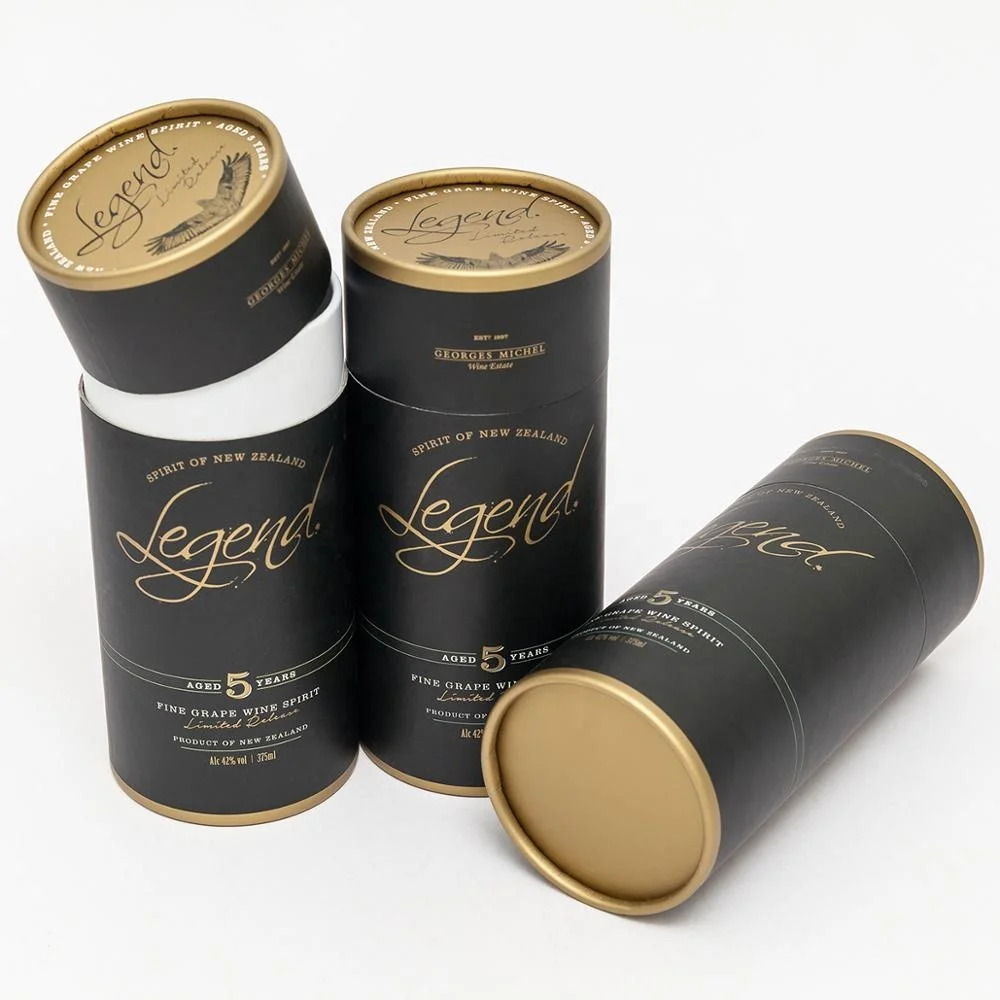Custom Luxury whiskey packaging paper tube water bottle box packaging