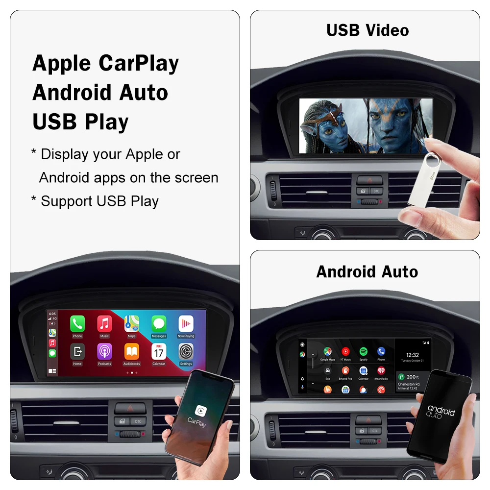 Road Top 8.8' Head Unit Wireless CarPlay Android Auto Car Multimedia Touch Screen For BMW 5 Series CIC System 2009-2010