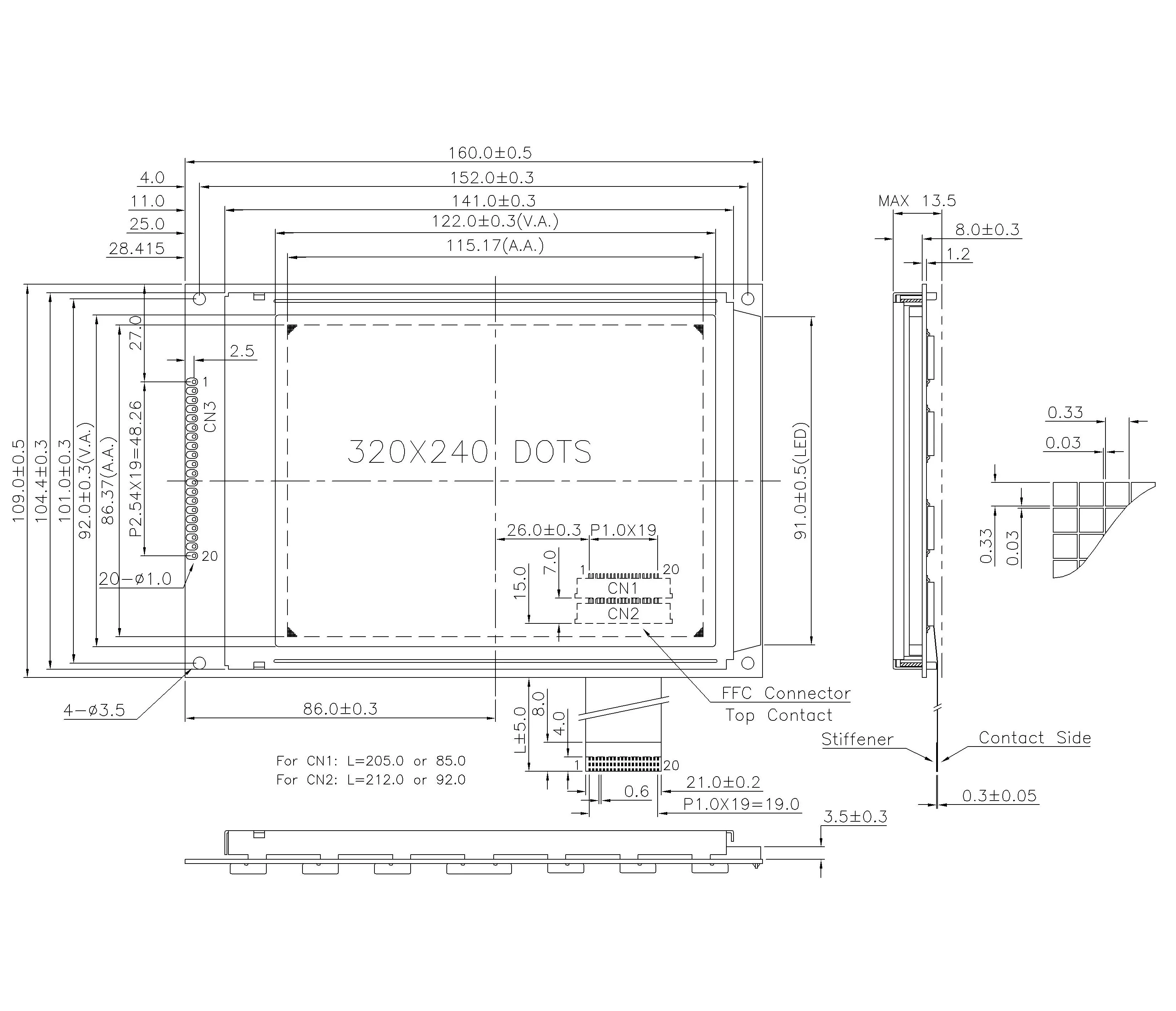 Промышленный 5 7-дюймовый ЖК-дисплей FSTN 320x240 точек 20 контактов 8-битный параллельный 3 В/5 В модуль