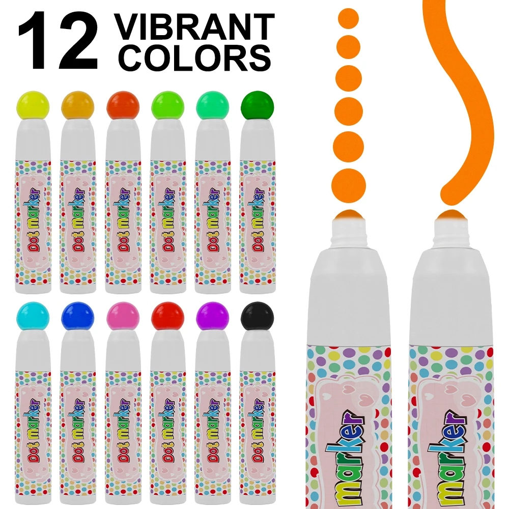 KHY Washable For Kids With Peen System Set Bundle Small Crochet Colour Coding Acrylic Dot Stamp Marker