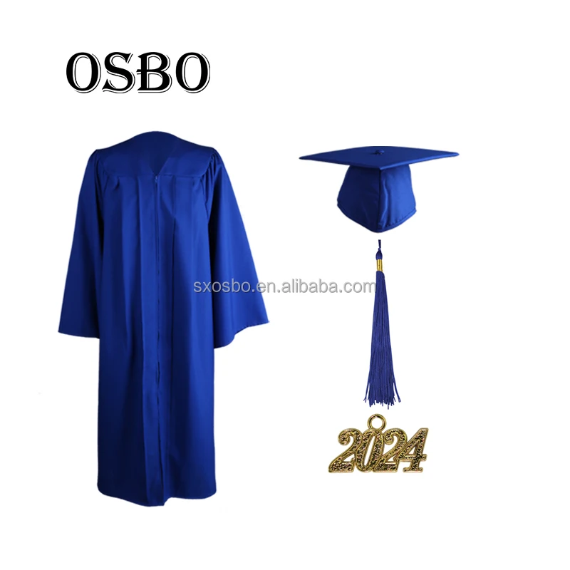 2024  Wholesale  Royal  Blue University bachelor gown academic graduation gown and cap