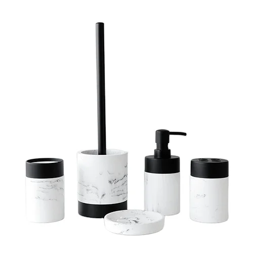 Soap Dispenser Toothbrush Toilet brush Holder Soap Dish Tumble Marble Like Resin Bathroom Accessories Set