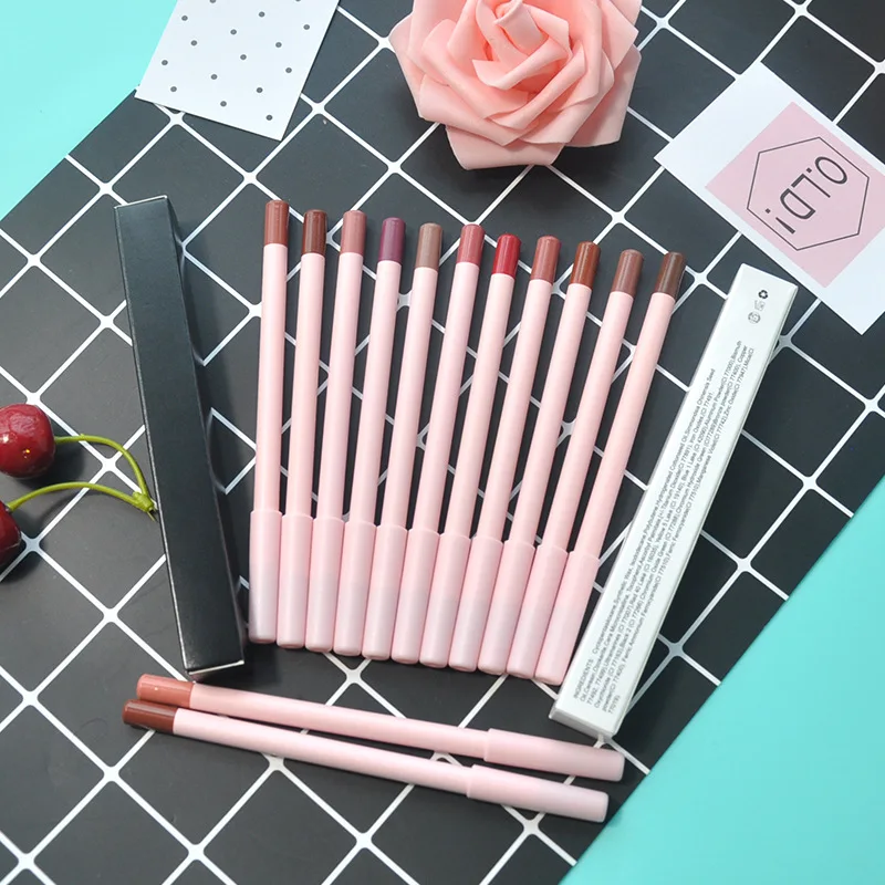 Long lasting waterproof private label your vegan high pigment lipliner pencil creamy matte dark brown nude pink lip liner pencil