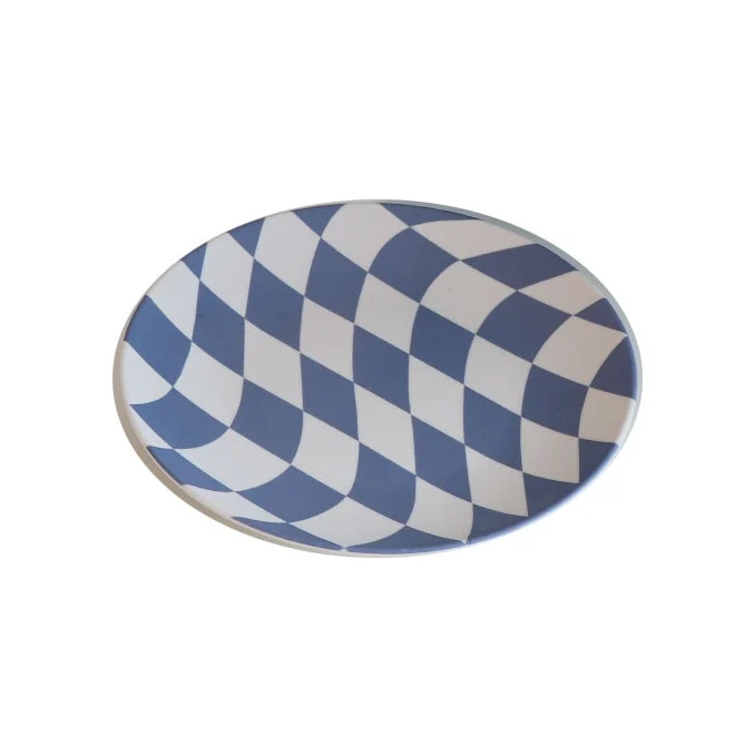 Factory wholesale Porcelain effect circular tableware Colored melamine plates sets Bamboo Fiber dinner plate