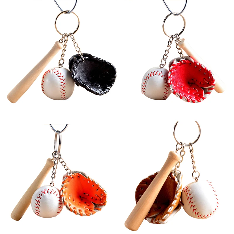 Baseball key ring Baseball  wooden bat keychain sports Car Key Chain Baseball Key Ring Gift For Man