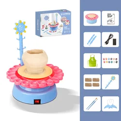 DIY Educational Toys Kids Automatic Pottery Clay Drawing Toy Child Pottery Wheel For Clay Machine Painting Play Clay Pottery Toy