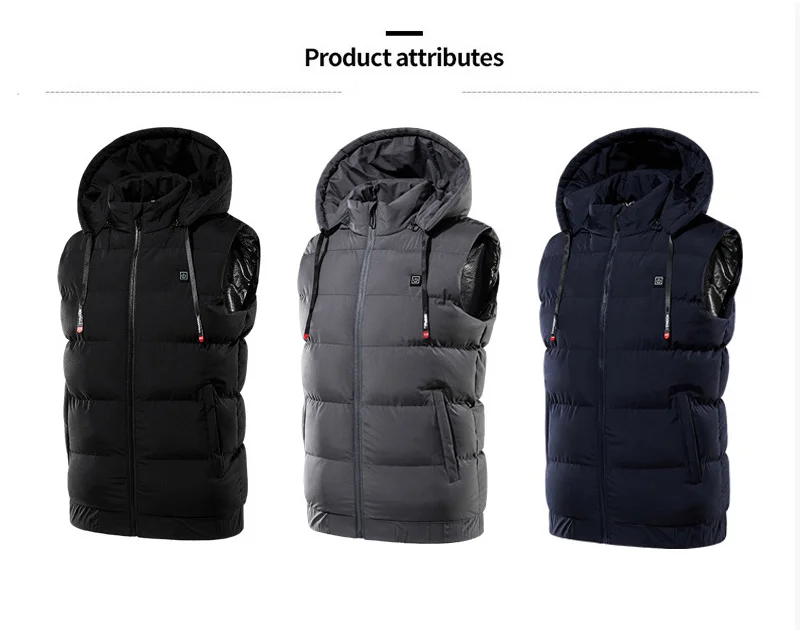 Wholesale Winter Sleeveless Zipper Jackets Usb Heated Vest dropshipping Electrical Heated Sleeveless Jacket Smart Heated Vest