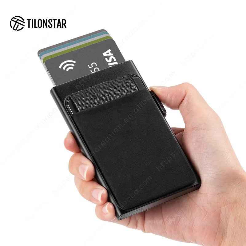 Eco Minimalist Rfid Blocking Wallet Credit Card Holders Wallet Business Aluminum Card Holder Case Pop Up Wallet Card Protector