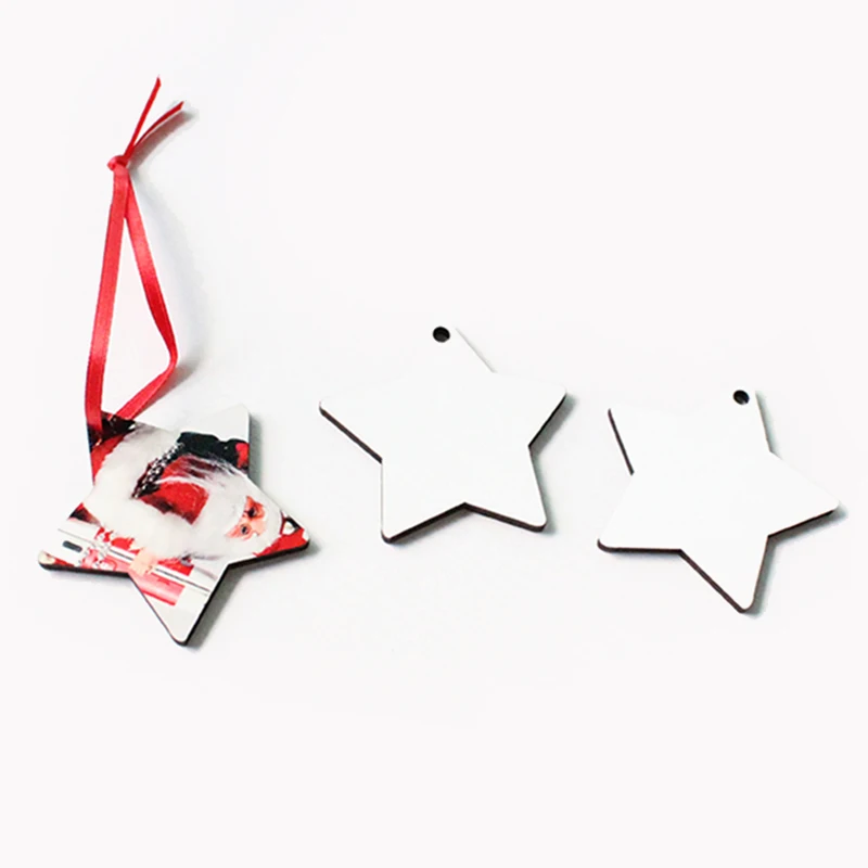 Customized Design Sublimation Heat Transfer Printing MDF Blank Star Shape Singel-sided Christmas Festival Ornament