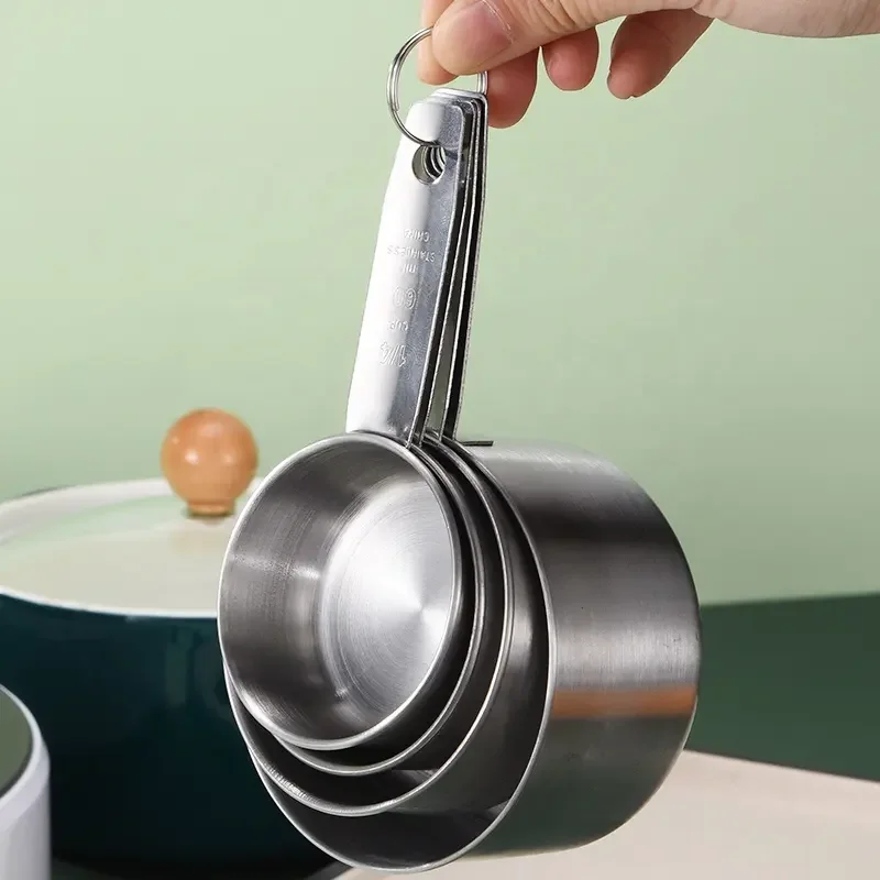 Factory direct price buy 430 stainless steel 250ml 125ml 80ml 60ml measuring cups spoons set