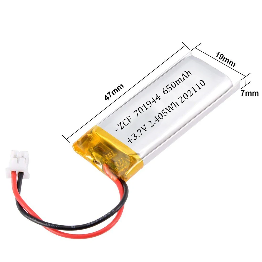 KC Approved ZCF 701944 3.7V 650mAh Lithium Polymer Battery Cell Pack for Smart Watch