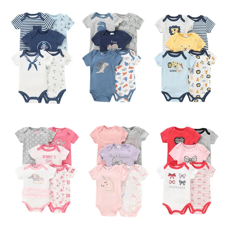 New Born 3pcs  Summer Wholesale knit 100% Cotton Girls Solid Clothes Infant Boys Girl Kids Jumpsuits  Baby Romper set Onesies