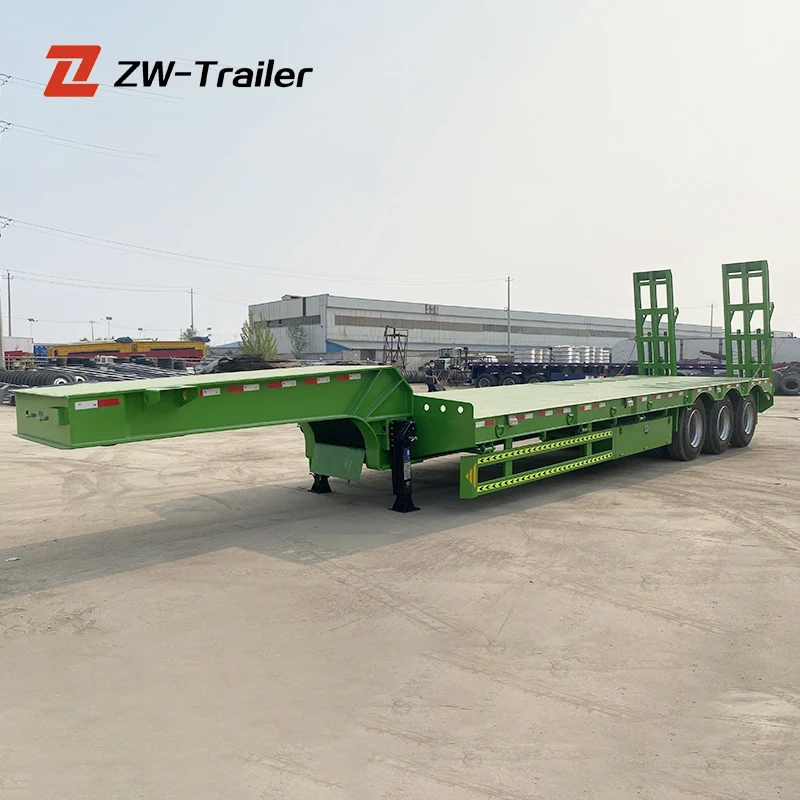hot sale 13m  lowboy trailers 100 tons 3 axles lowbed low bed trailer