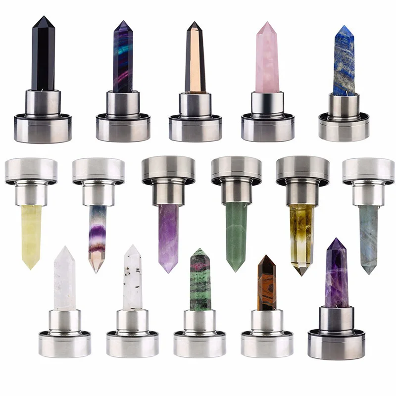 Custom Logo 550ml Stainless Steel Lid Novelty Gift Glass Healing Stone Crystal Water Bottle