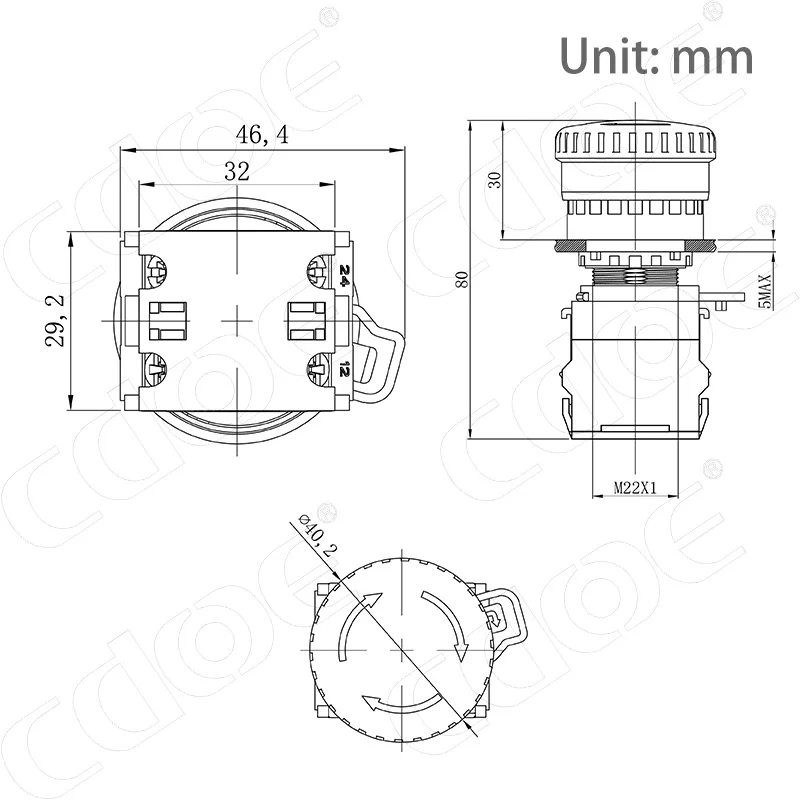 cdoe la38 series 22mm emergency stop ip65 push button latching switch round