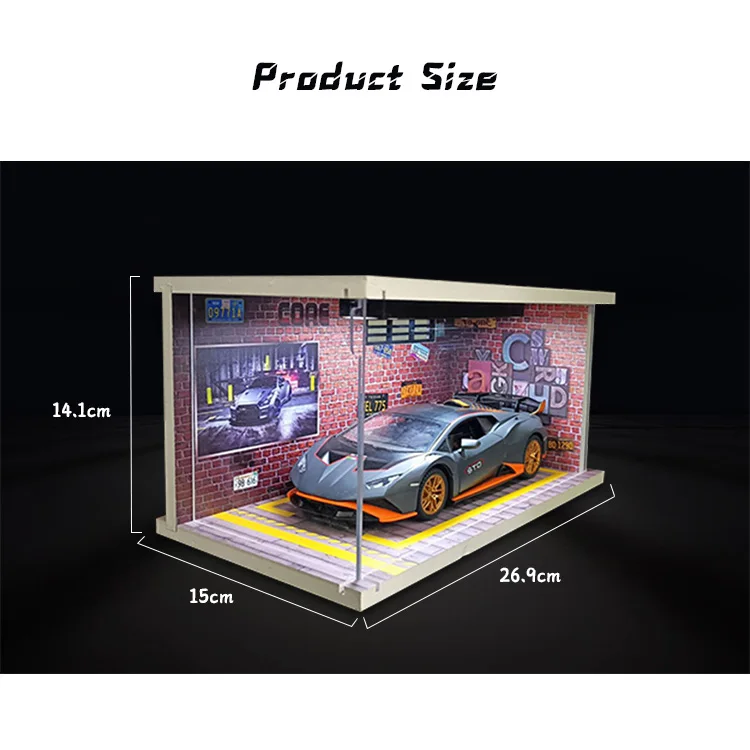 1/24 Scale Parking Lot Scene Garage Diecast Car Show Display Cabinet Collection Decor