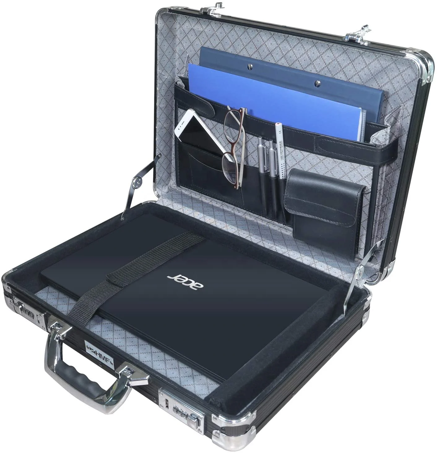Fashion Black 45 x 33 x 11 cm Aluminum Briefcase with Combination Locks