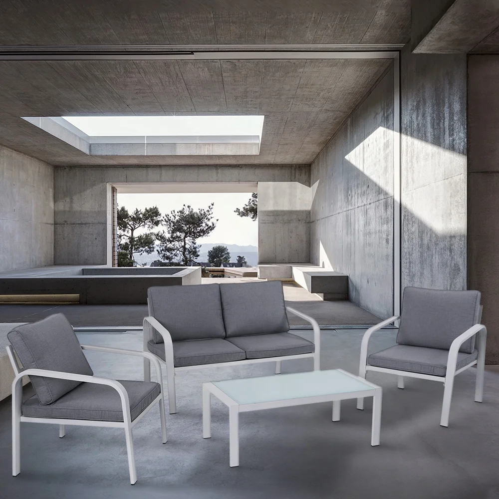 
Hotel Hall Lobby People Resting Comfortable Sofa Set Includes 2pcs Single Sofa and 1pc Loveseat Sofa and Side Table 