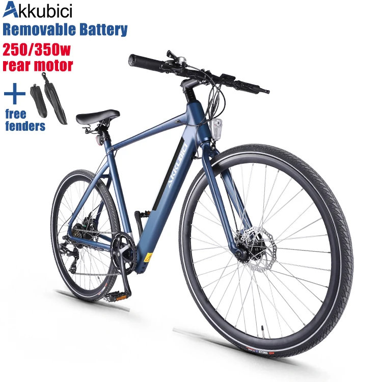 Akkubici 2022 uograde 36v 250 350 w rear hub motor electric road bike 10.5Ah removable battery city bicycle gravel ebike