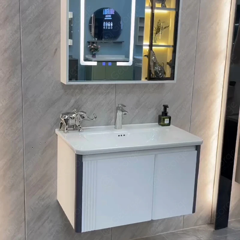 South America Hot Sale Melamine Board Plywood Material Waterproof Blue Color Wall Mounted Wash Basins Cheap Bathroom Vanities