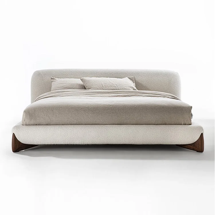 Роскошная двухместная обивка комплект мебели для спальни новейший деревянный современный дизайн кожаная настенная кровать большого размера